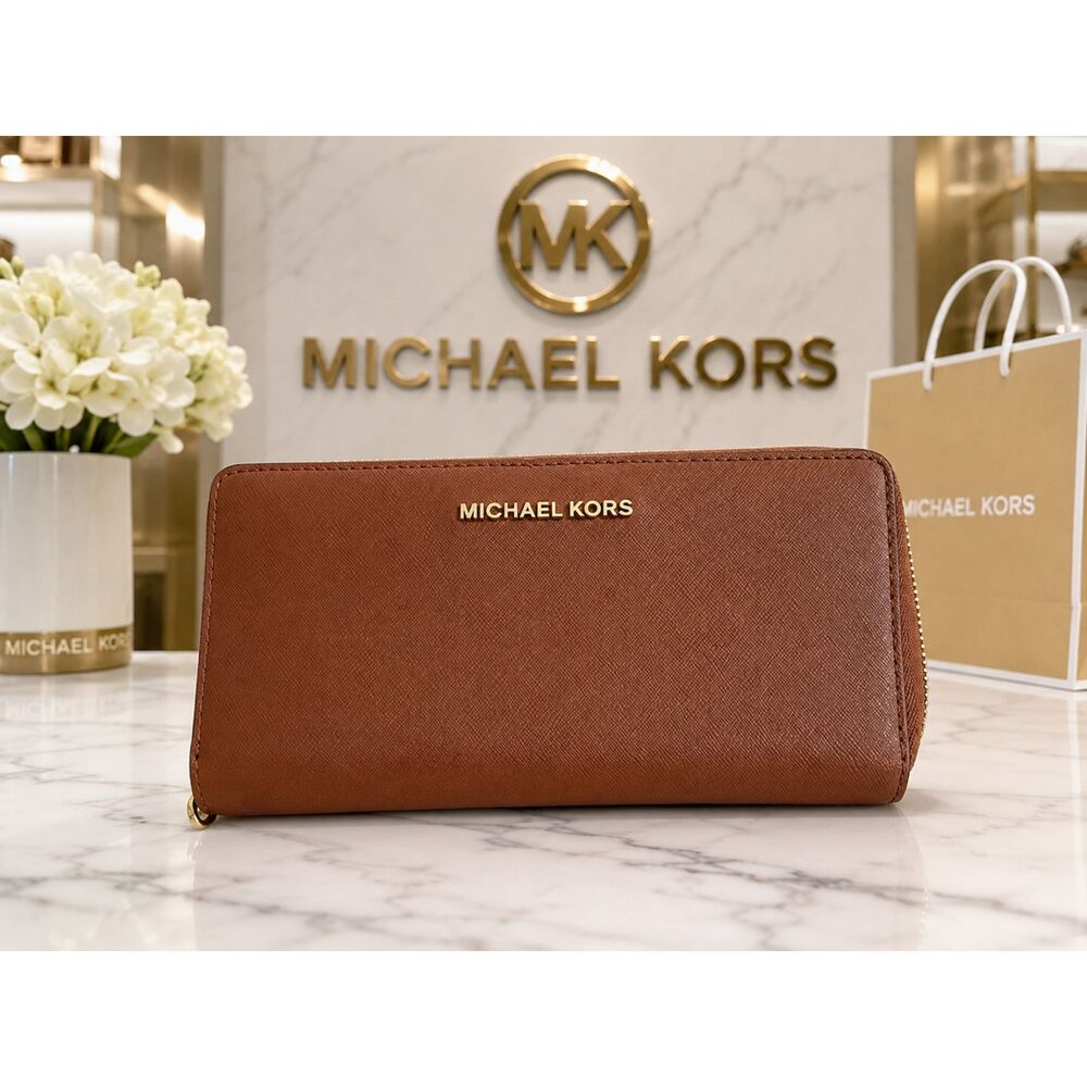 Michael Kors Jet Saffiano Leather Continental Zip Around Wallet